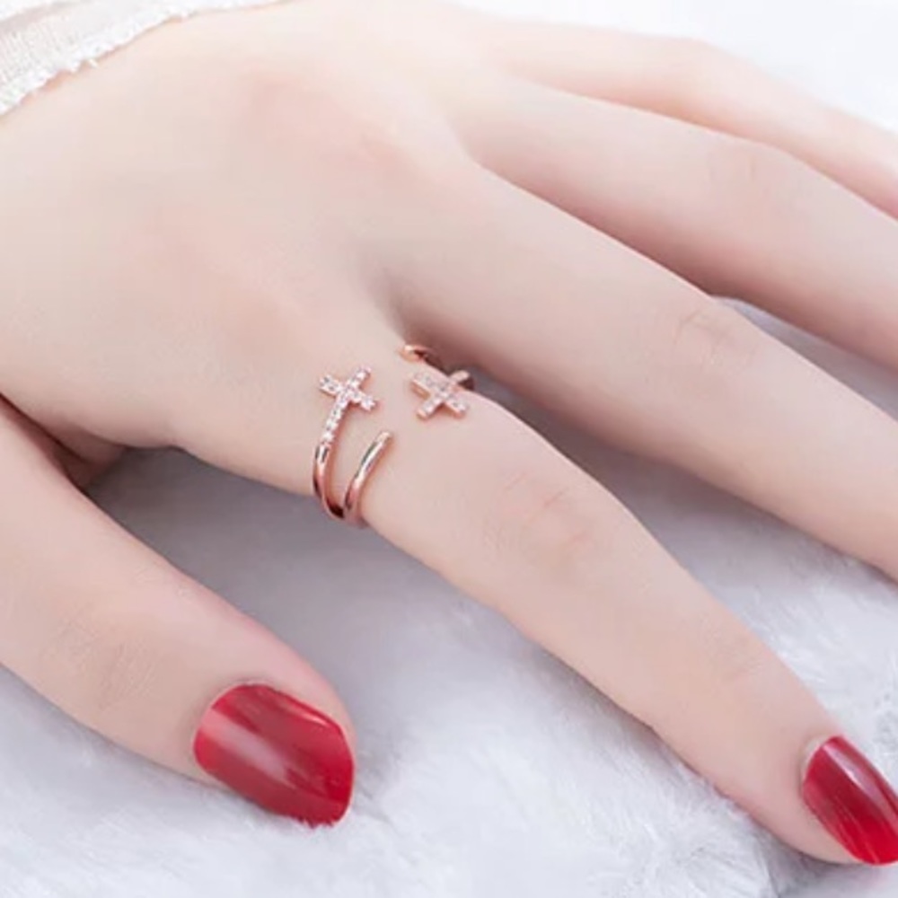 Double Cross Ring, Adjustable Ring, Religious Fai… - image 4